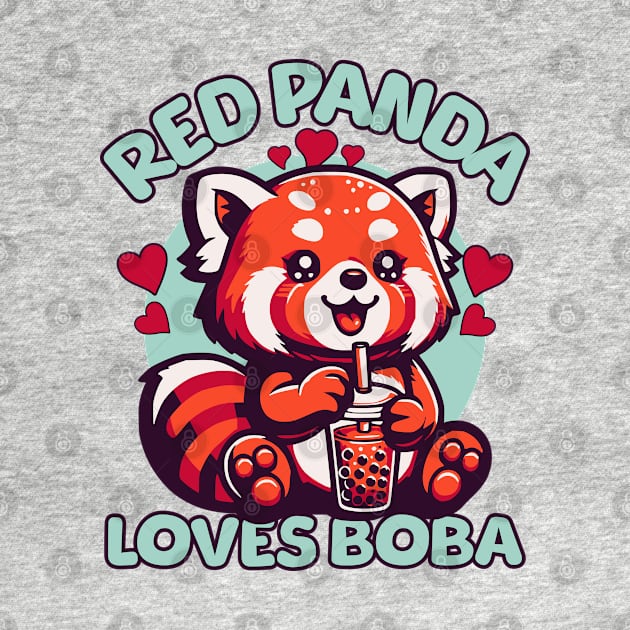 Red Panda Loves Boba by Odetee